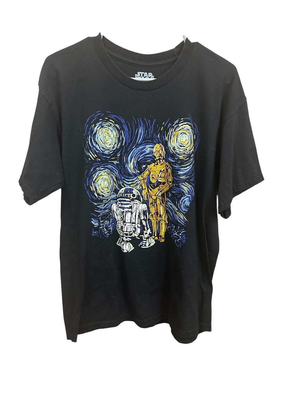 Mad Engine Star Wars Starry Night R2-D2 And C-3PO Graphic Tee Large